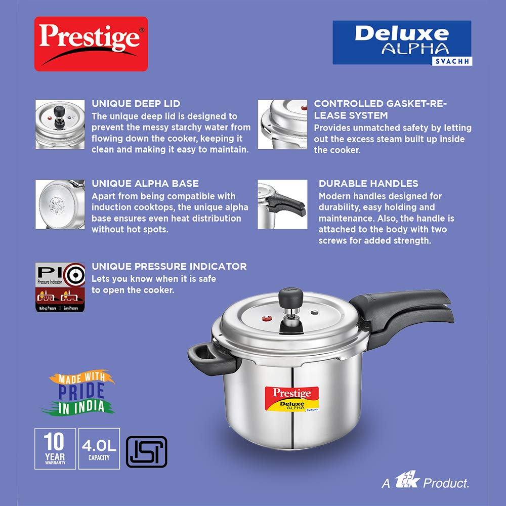 Prestige Svachh Deluxe Alpha 4 Litre Stainless Steel Cooker