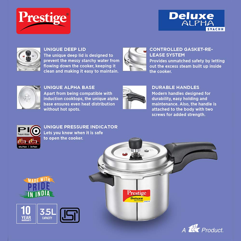 Prestige Delux Alpha Svachh Stainlesss Steel Cooker 3.5L