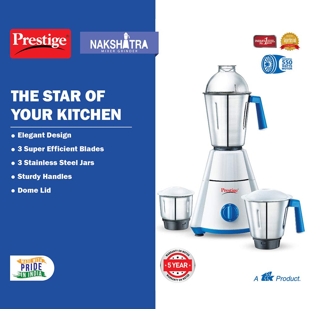 Prestige Nakshtra V2 550 Watts Mixer Grinder