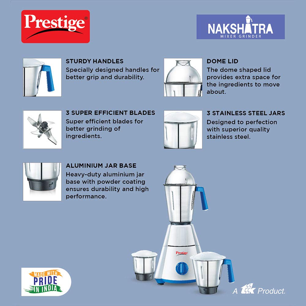 Prestige Nakshtra V2 550 Watts Mixer Grinder