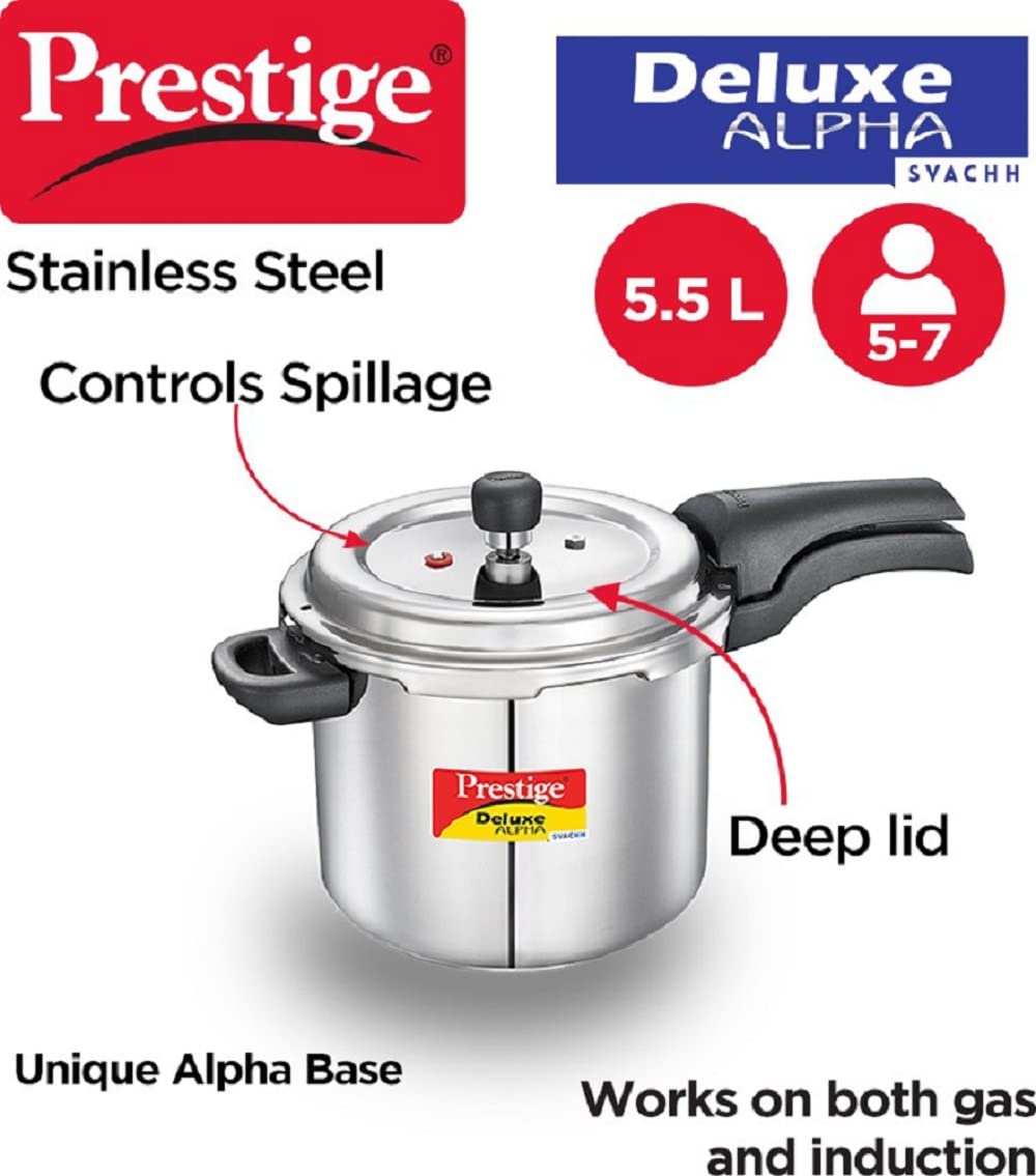 Prestige Delux Alpha Svachh Stainlesss Steel Cooker 5.5L