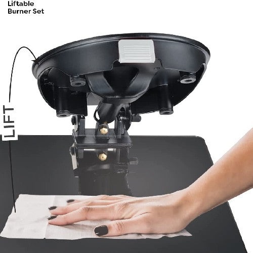 Stylishly designed, the Prestige Svachh Neo Glass Top Gas Stove 3B, With Liftable Burners, enhances kitchen convenience.