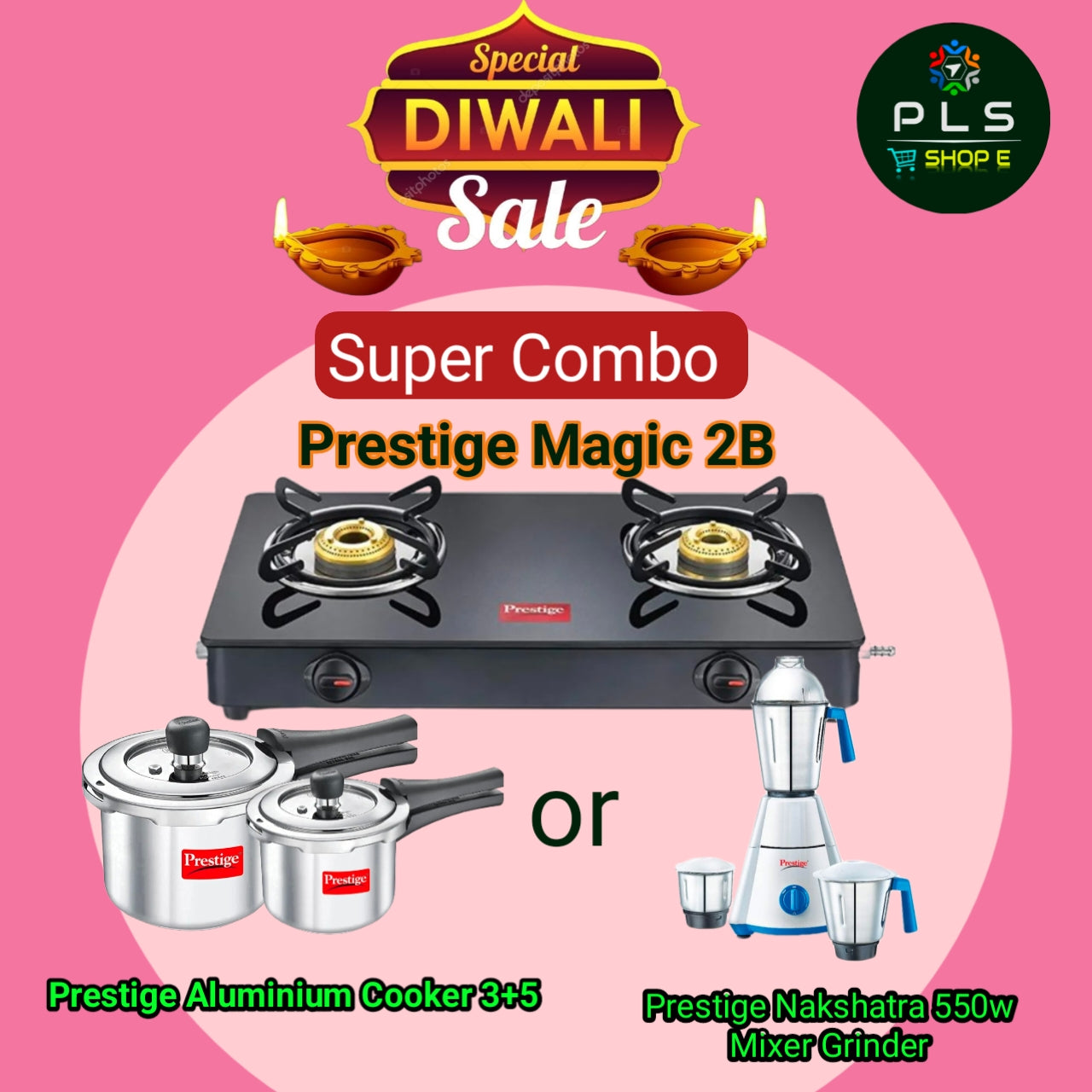 Upgrade your kitchen with the Prestige Magic Glass Top Gas Stove 2B, Diwali Offer for an enhanced cooking experience!