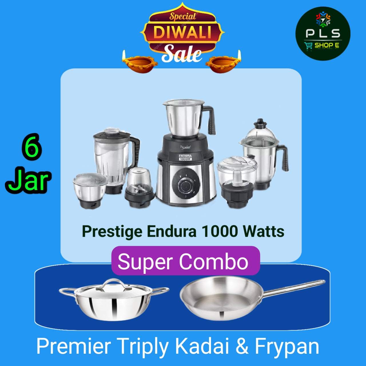 Prestige Endura 1000Watts Mixer Grinder 6 Jar