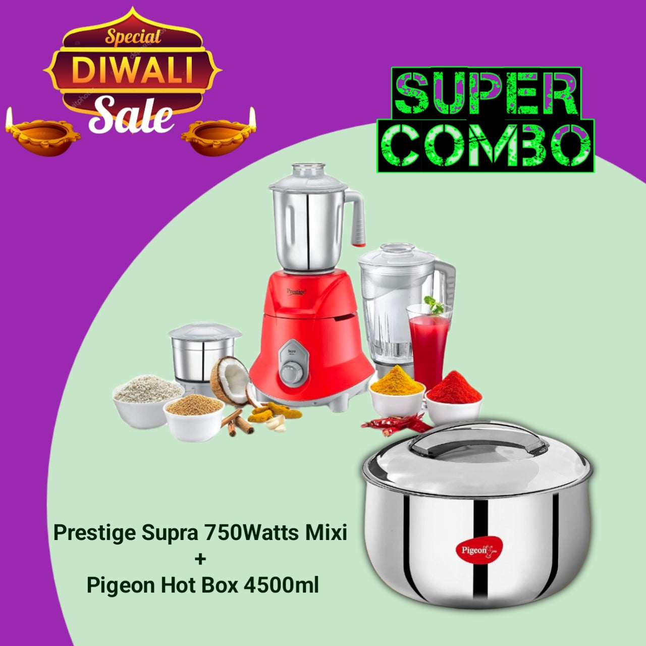 Prestige Supra Mixer Grinder,750 watts With Juicer Jar