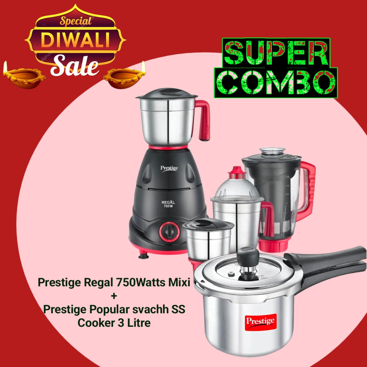 Prestige Regal Mixer Grinder 750w, With Juicer Jar