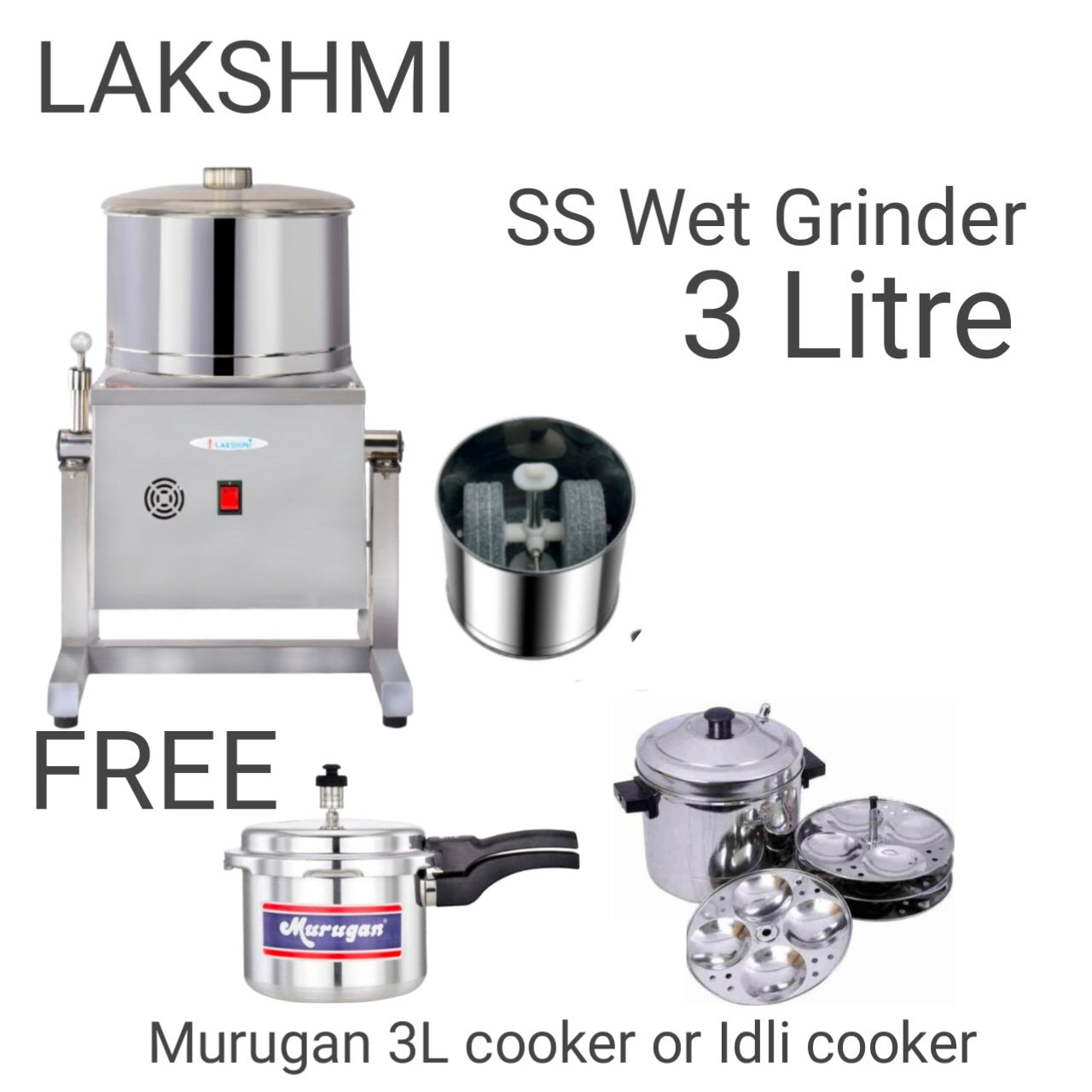 Lakshmi Tilting ss Grinder with masala drum