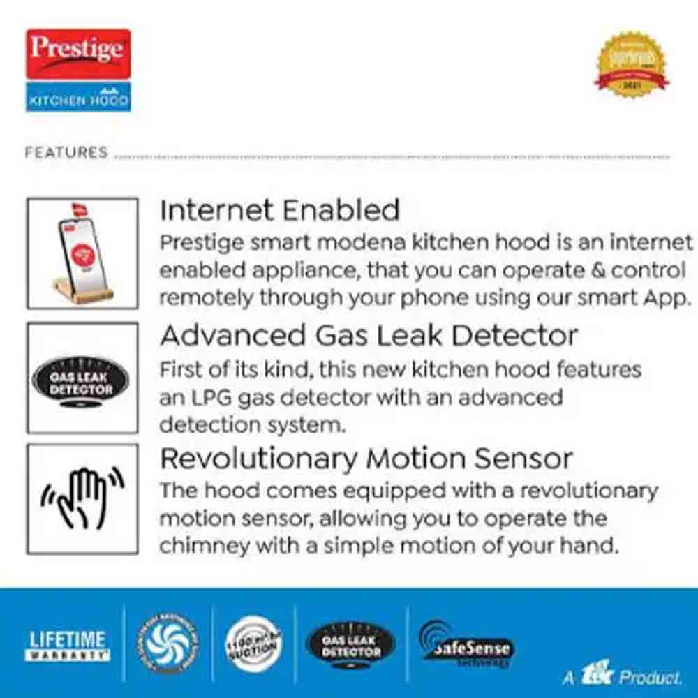 Prestige Oscar Auto clean Chimney With Safe Sense 90 cm