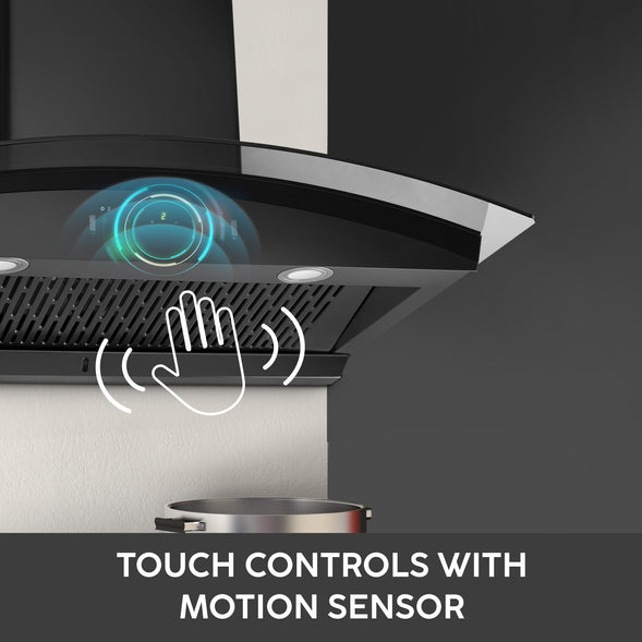 Glen Smart Auto Clean Chimney Curved Glass Filter-less with Wi-Fi Control 1400 m³/h