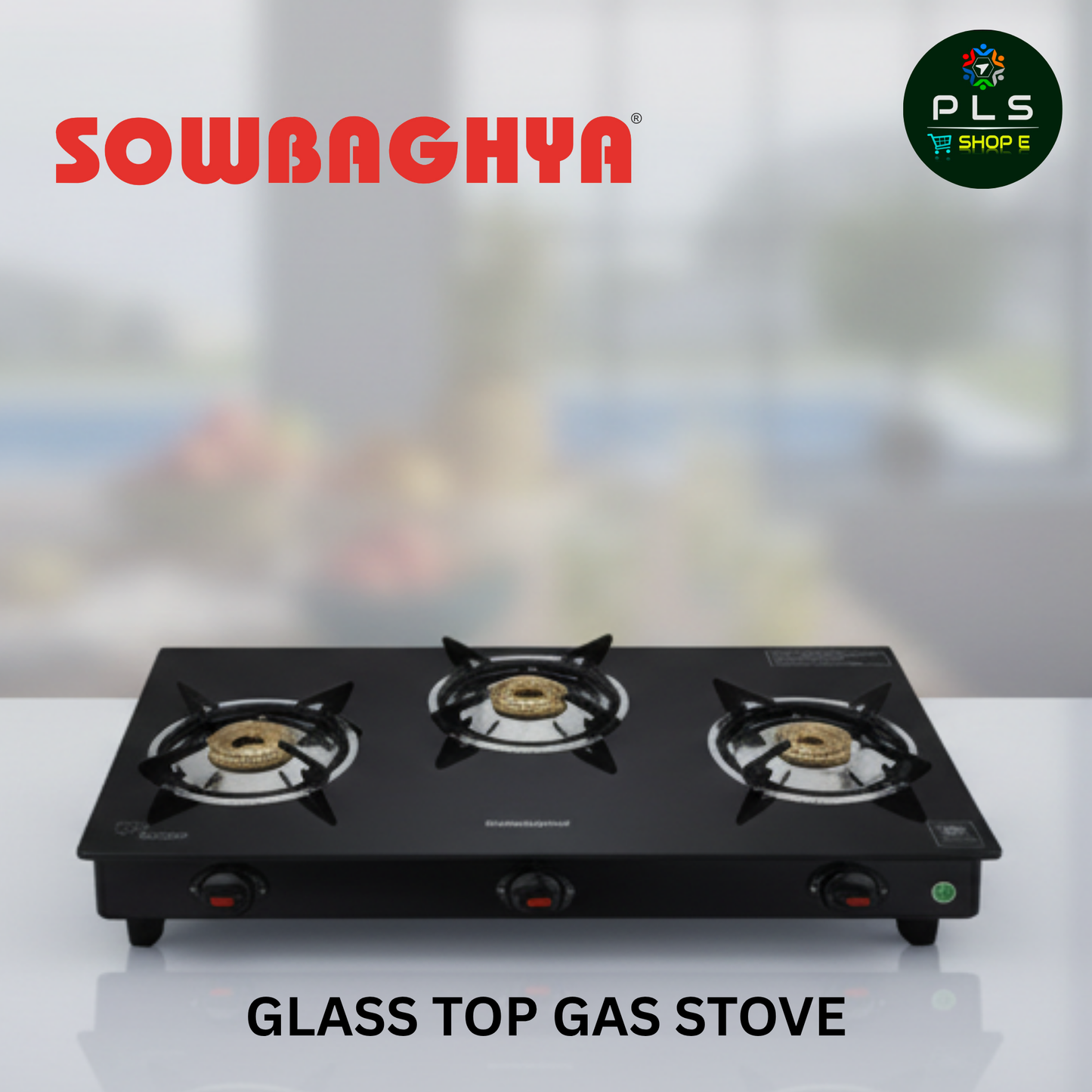 Sowbaghya 3 Burner Glass Top Gas Stove | Best Price Online