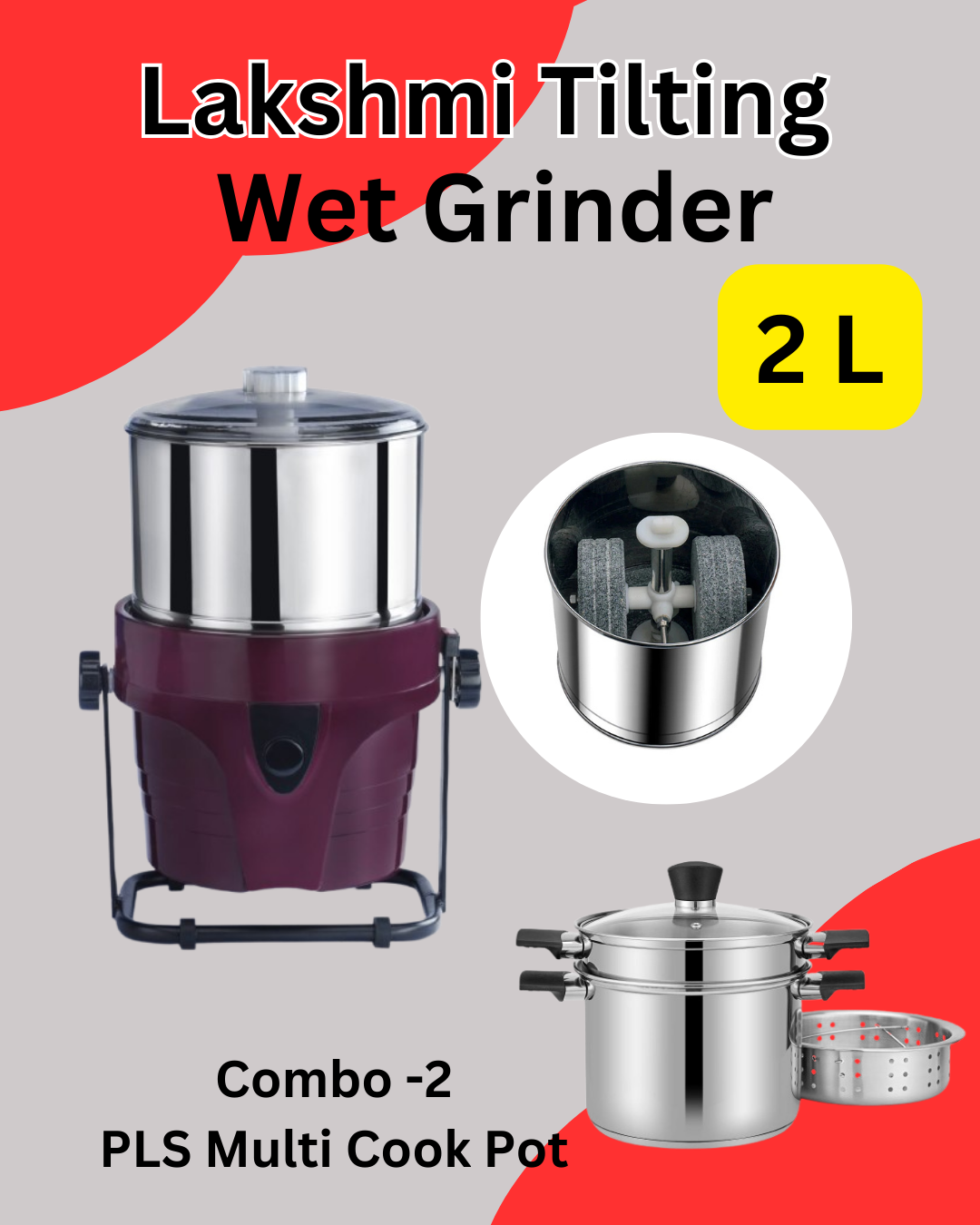 Lakshmi Grinder 2 Liter Tilting Tamil New Year Offer With Masala Drum