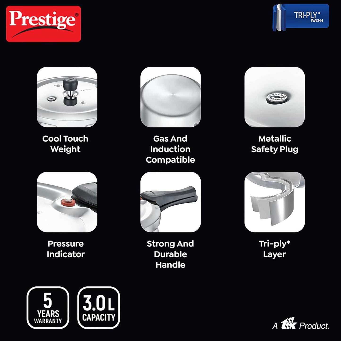 Prestige Svachh Triply Handi Cooker 3 L