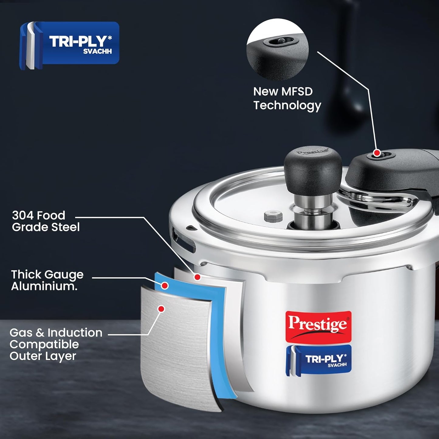 Prestige Svachh Triply Cooker 1.5 L