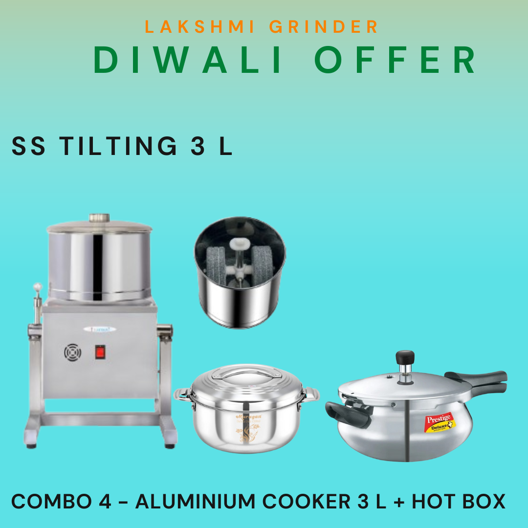 Lakshmi Tilting Wet Grinder Stainlees Steel Body 3 L With Masala Drum Diwali Combo Offer 2025