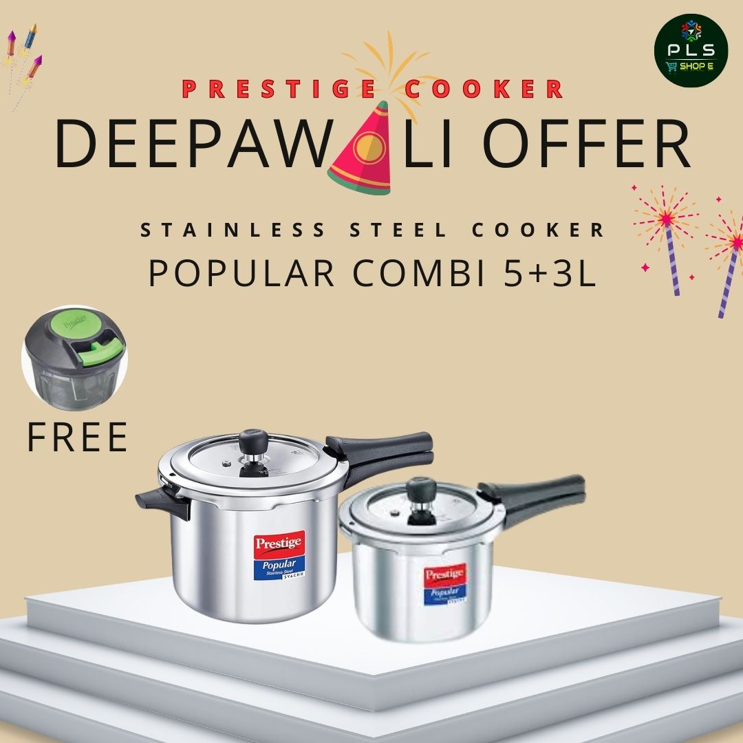 Prestige Popular Stainless Steel Svachh Cooker Diwali Combo( 5 + 3L)