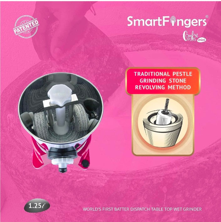 Discover the Comfort Plus Wet Grinder Mini 1.25L, designed for effortless batter preparation with innovative features.