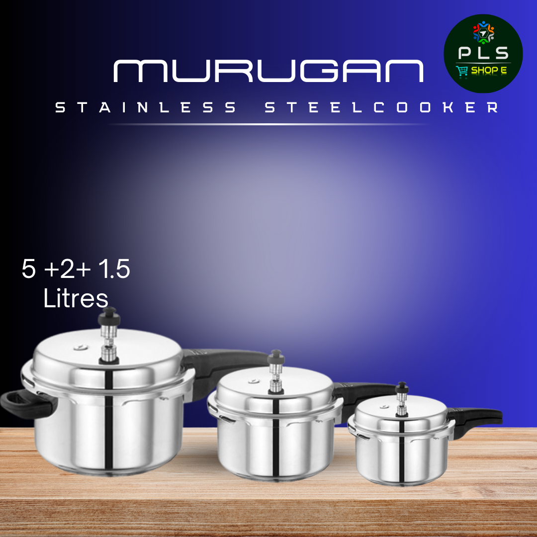 Murugan Stainless Steel Pressure Cooker 1.5L, 2L & 5L | Heavy Quality | Buy Online