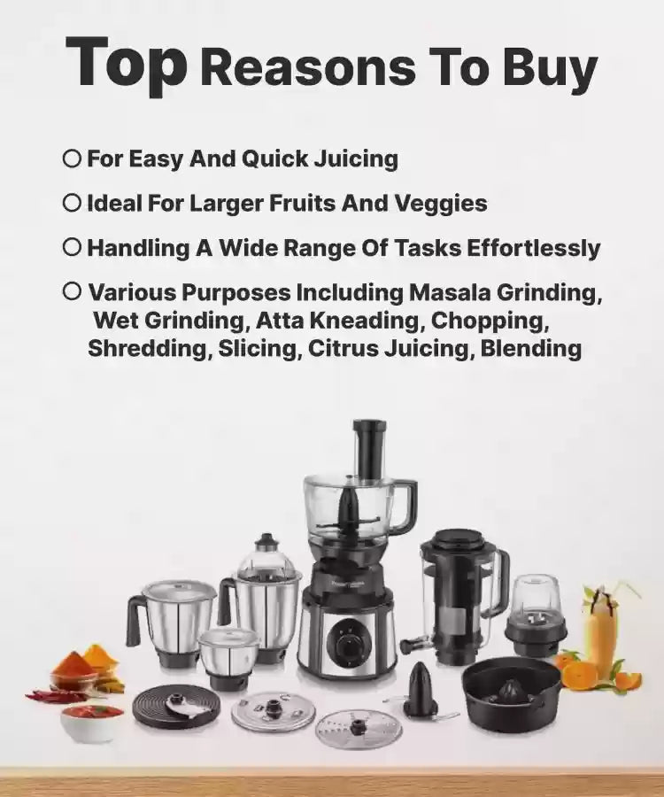 Prestige Endura Pro 1000Watts, 14 in 1 Mixer Grinder: versatile kitchen tool for blending, grinding, and juicing effortlessly.