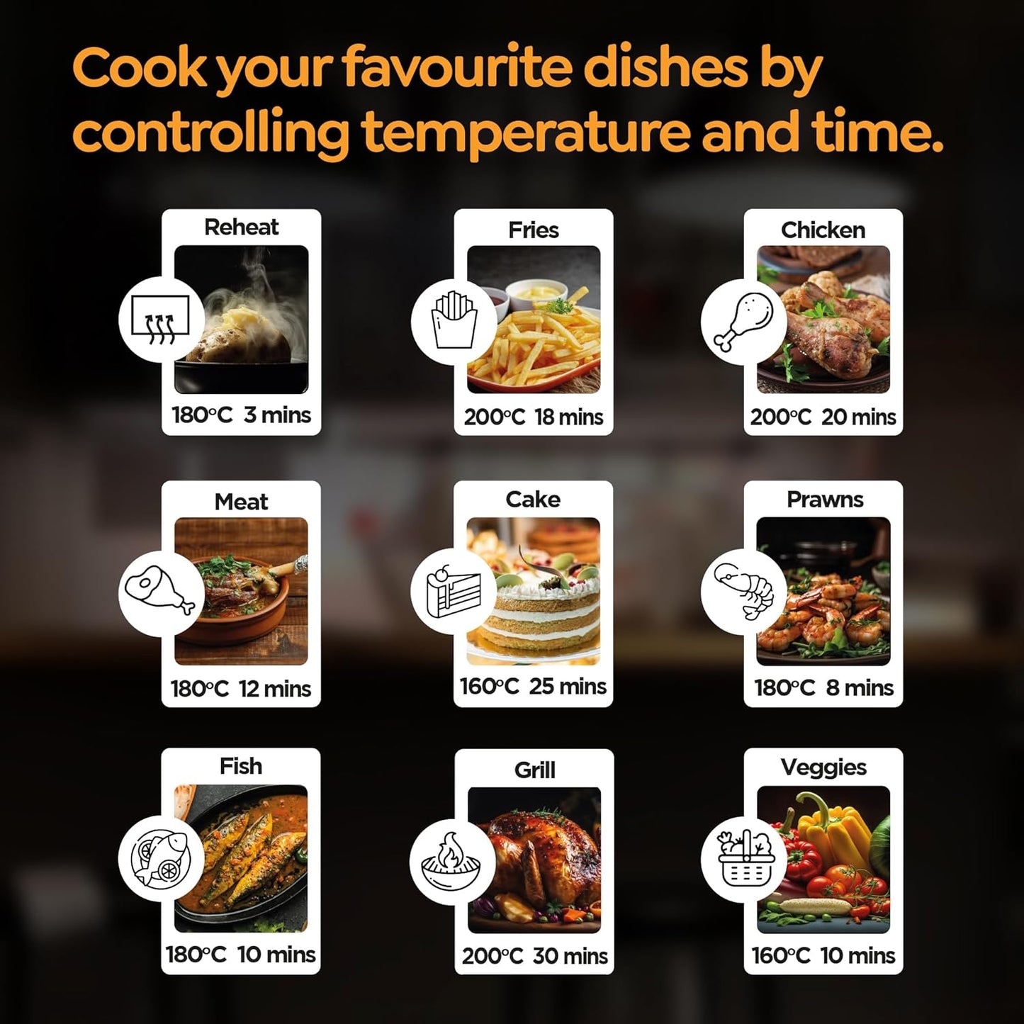 Cook effortlessly with the Prestige Crysta Digital Air Fryer 4.5 L, featuring 9 presets and a convenient touch panel.