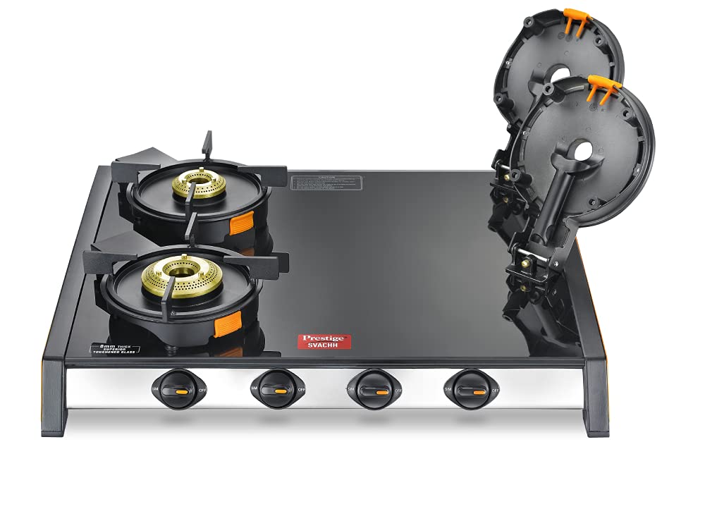 Prestige Svachh Glass Top Gas Stove 4B With Liftable Burners