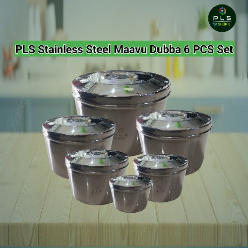 PLS Stainless Steel Maavu Dubba 6 PCS Set