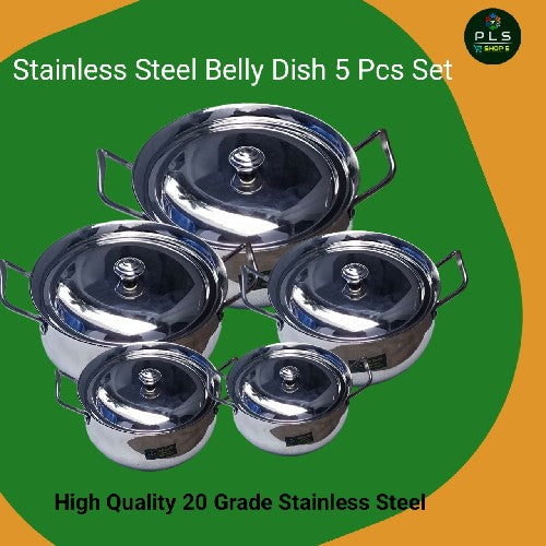 PLS Stainless Steel Belly Dish 20G 5Pcs Set With Lid