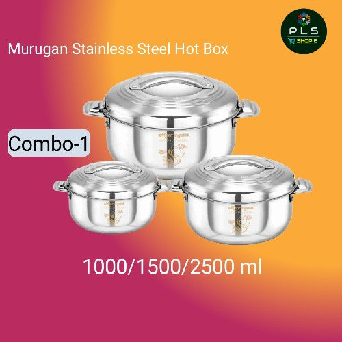 Murugan Stainless Steel Hot Box Combo 1(1000/1500/2500ml)
