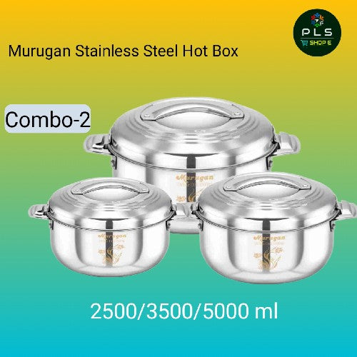 Murugan Stainless Steel Hot Box Combo 2(2500/3500/5000ml)