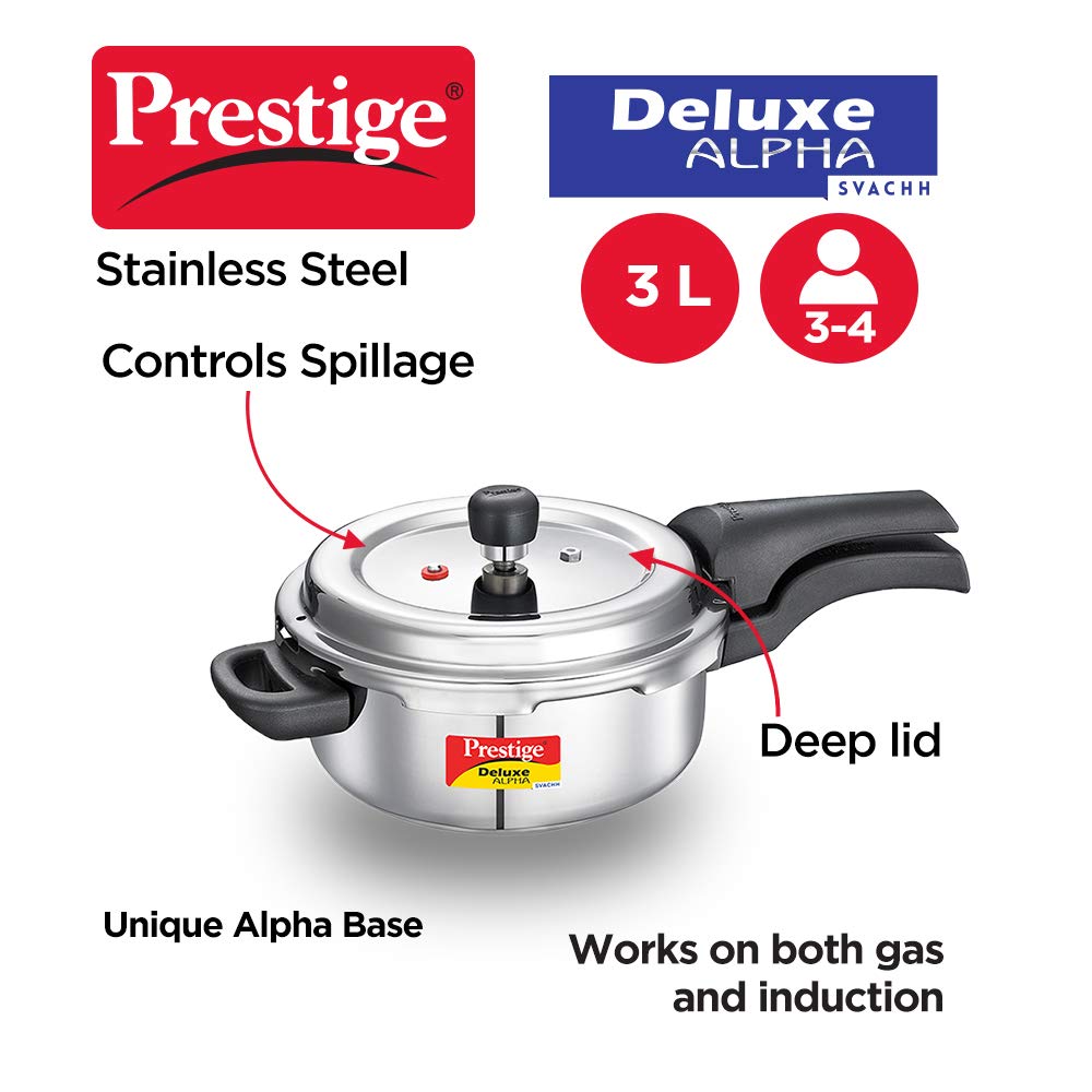 Prestige Delux Alpha Svachh Stainlesss Steel  Cooker 3L