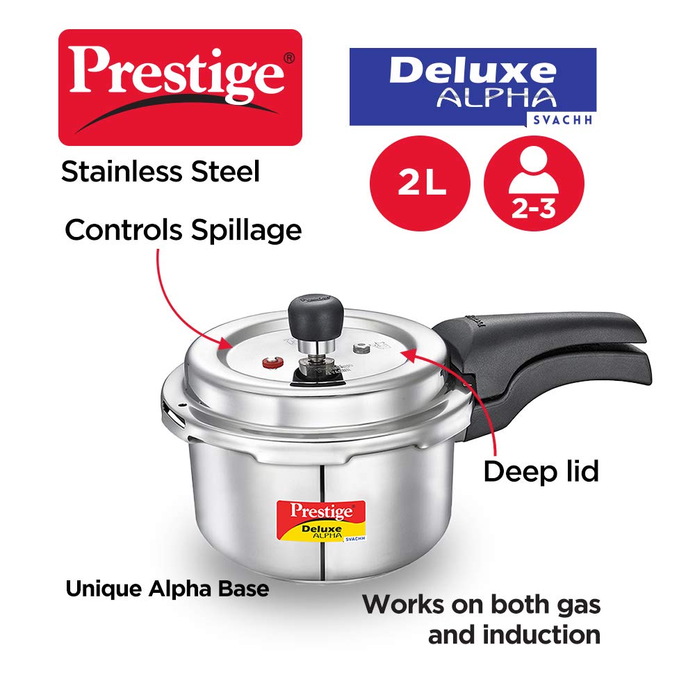 Prestige Delux Alpha Svachh Stainlesss Steel  Cooker 2L