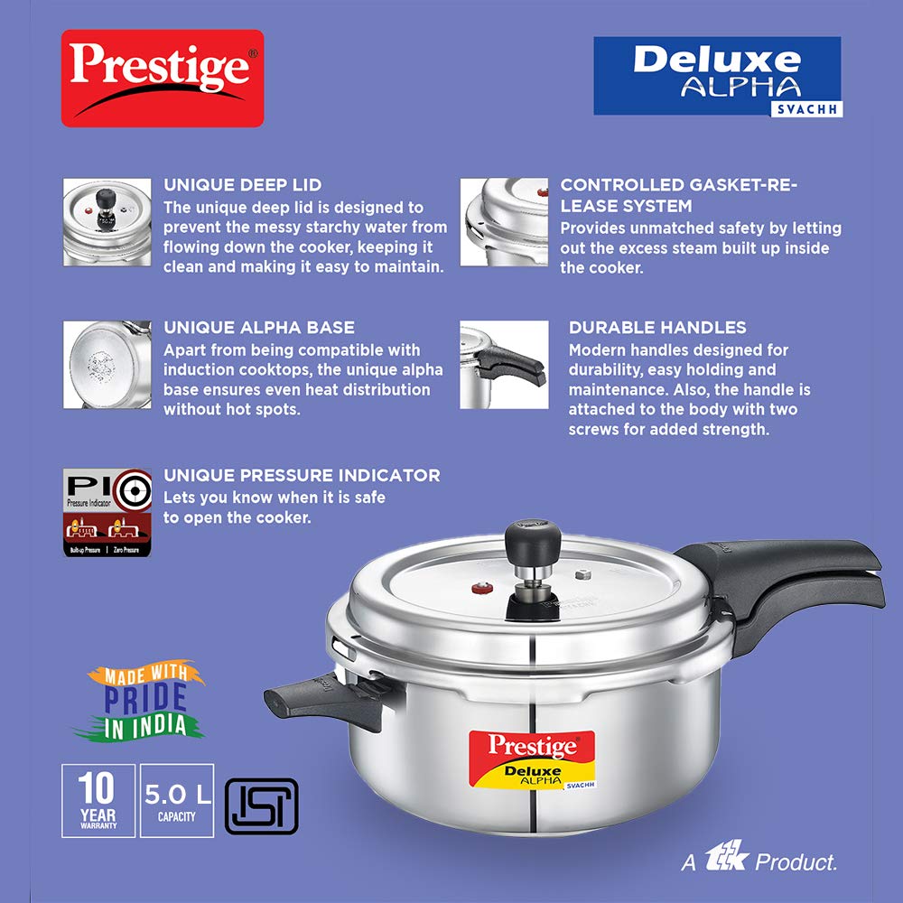 Prestige Delux Alpha Svachh Stainlesss Steel  Cooker Senior Pan(4 L)