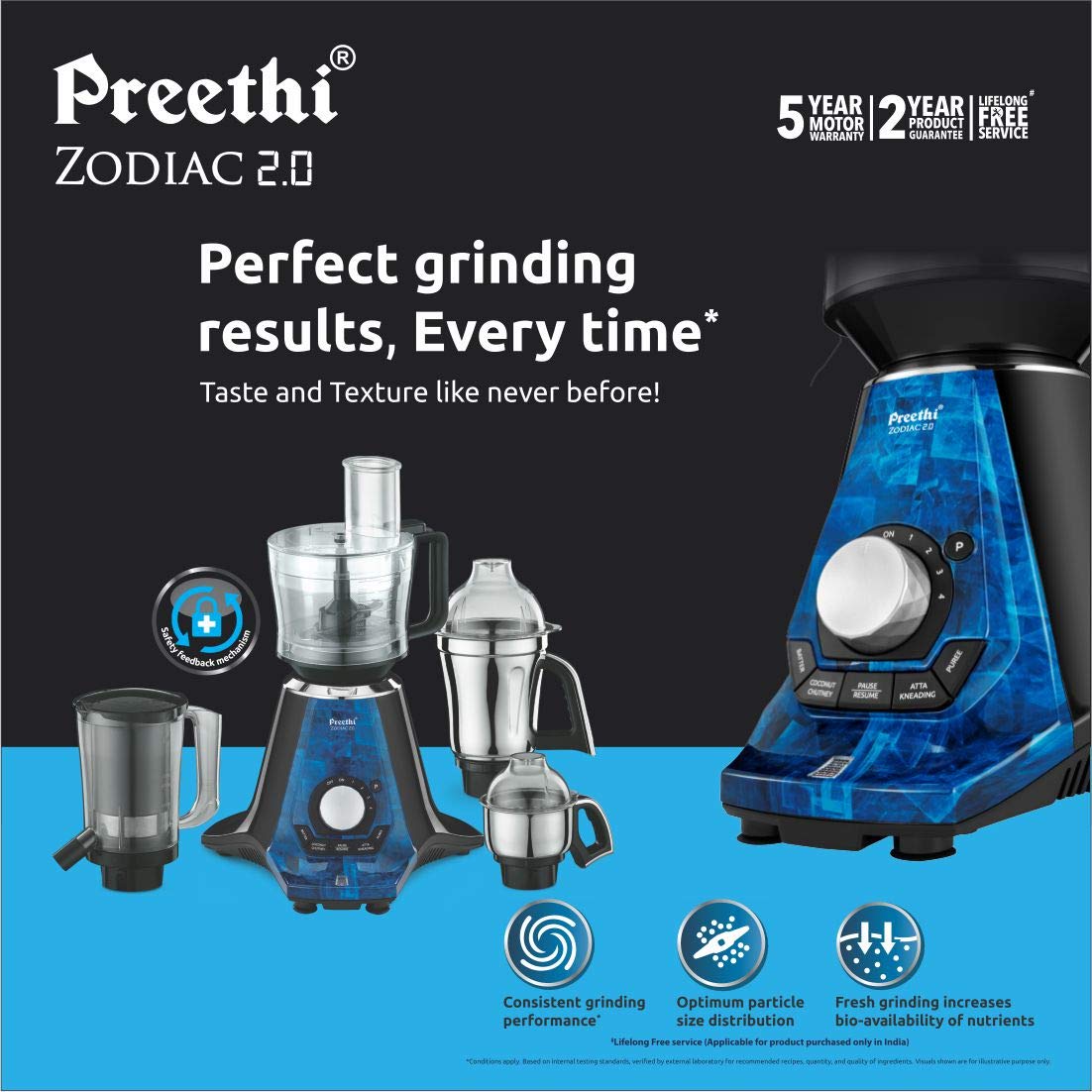 Preethi Zodiac 2.0 Mixer Grinder 1000 Watts