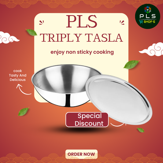 PLS Triply Tasla with Lid – Premium Stainless Steel Triply Vessel for Fast & Uniform Cooking