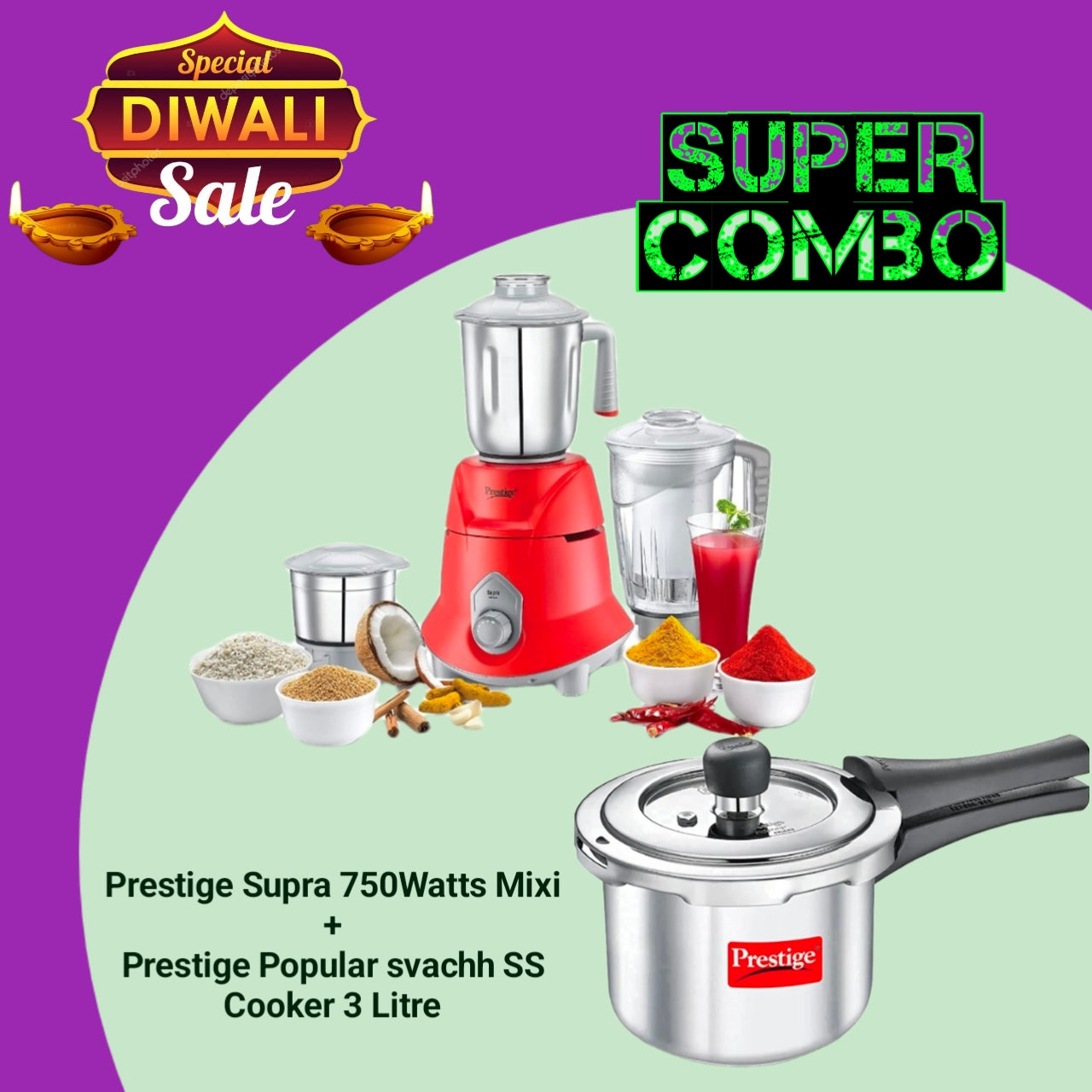 Prestige Supra Mixer Grinder,750 watts With Juicer Jar