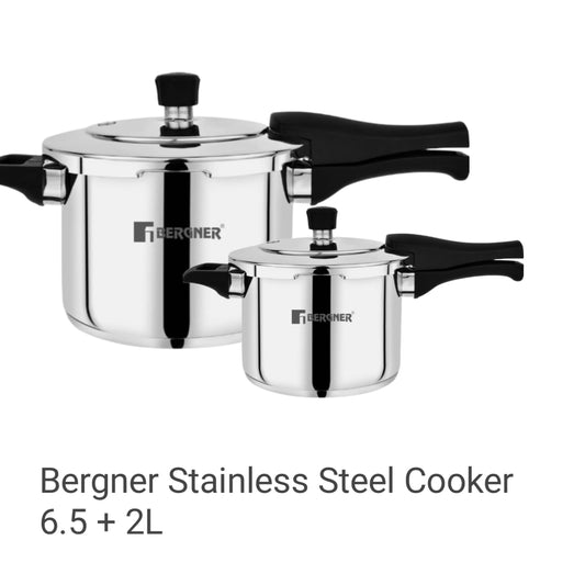 Bergner Pura Stainless Steel Cooker With Triply Bottom Combi Pack
