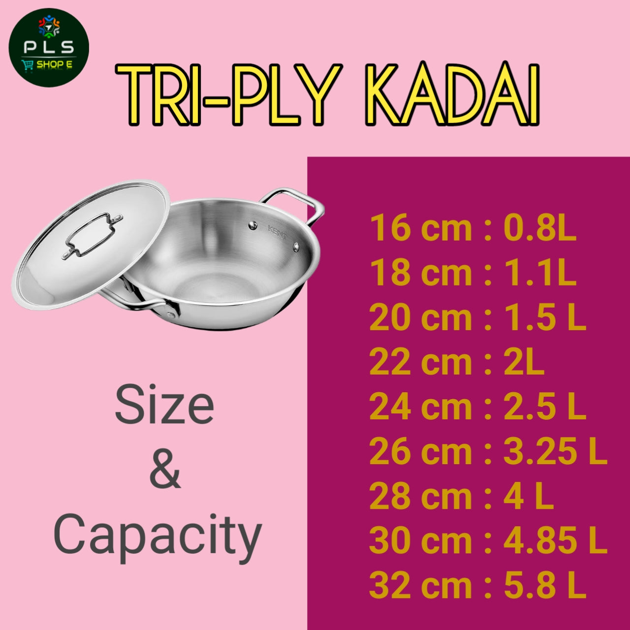 PLS Triply Kadai With Induction Base offers perfect cooking with even heat distribution and a stylish design.