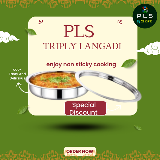 PLS Triply Langadi Stainless Steel Pot | Heavy-Duty Triply Cookware for Even Heating