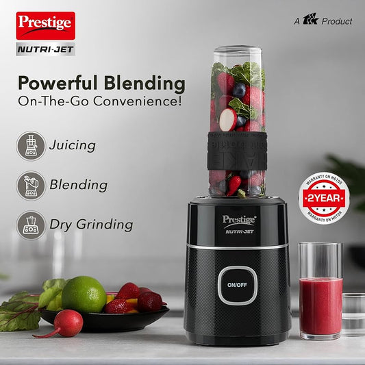 Prestige Nutri-Jet Mixer Grinder 450W | 2 Jars with Sipper & Lid