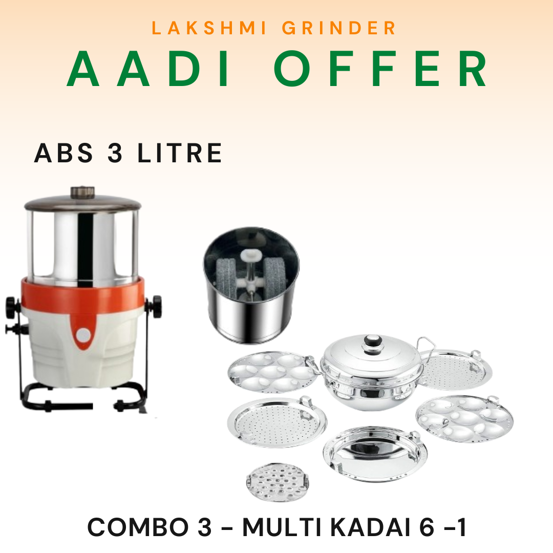 Lakshmi  ABS Tilting  Wet Grinder 3 L With Masala Drum – Aadi Special Combi Pack | 5 Value Combos (Copy)