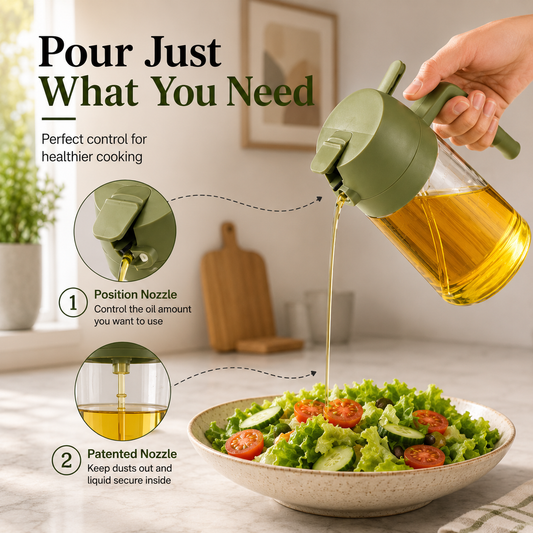 2 in 1 Oil Sprayer Bottle for Cooking | Spray & Pour Oil Dispenser | Healthy Kitchen Oil Control Bottle