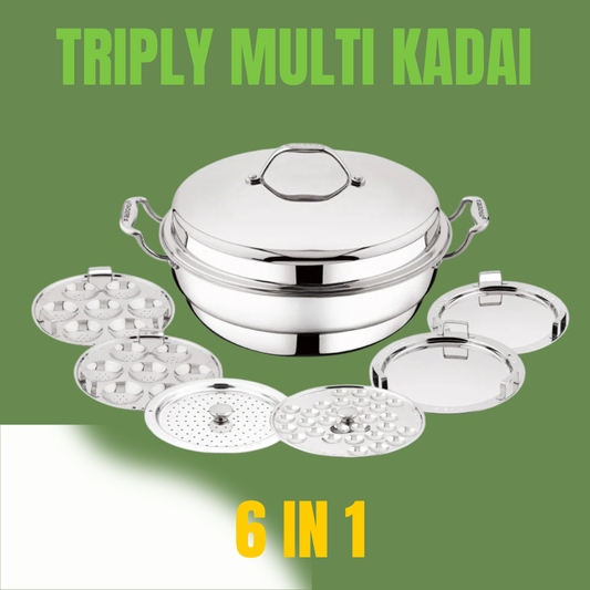 6 in 1 Triply Multi Kadai Set | Induction & Gas Compatible | New Year Special Offer 2026