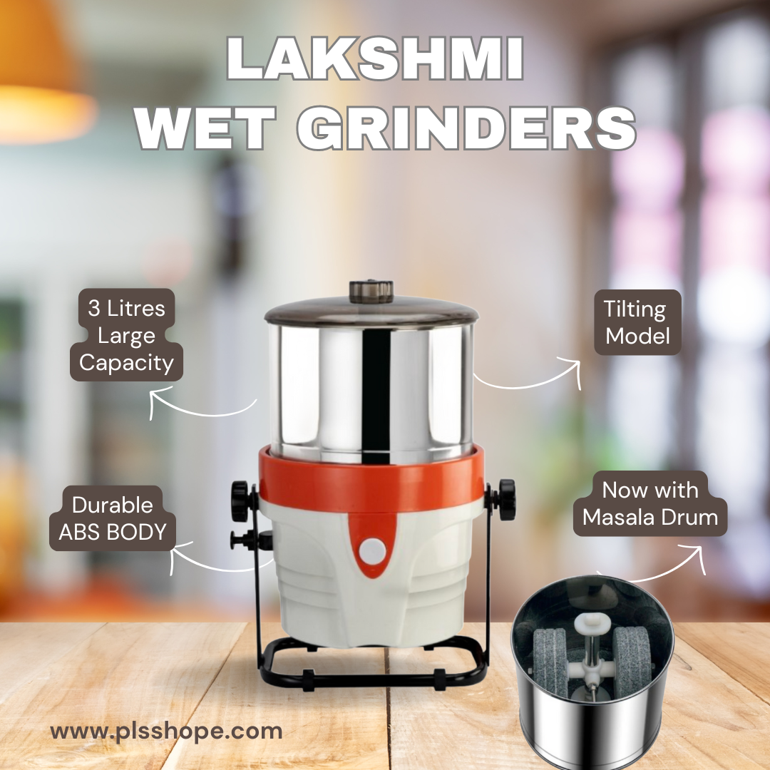 Lakshmi Tilting Wet Grinder 3Litres, Jumbo offers excellent performance for all your grinding needs . It Cmes with additional masala drum