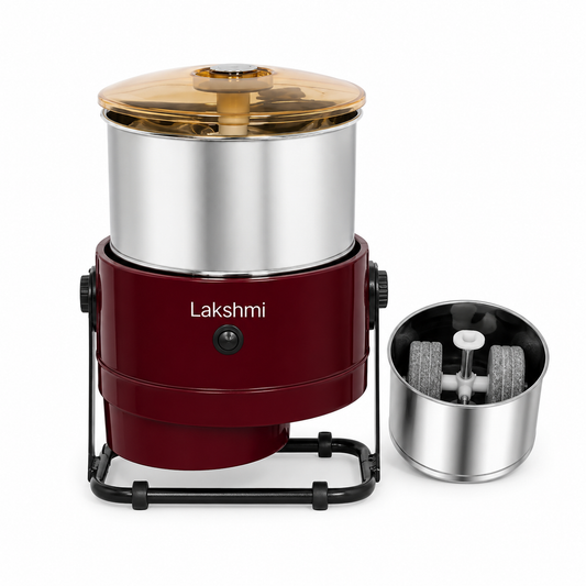 Lakshmi 2L Tilting Wet Grinder
 with Masala Drum Atta Kneader and Coconut Scraper
Natural Stone Tilting Wet Grinder