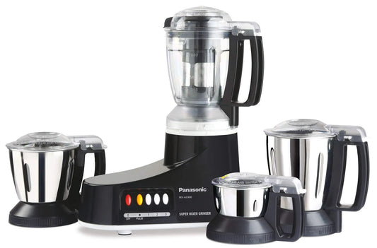Panasonic Mixer Grinder MX-AC 460 1000W | Black | Heavy Duty Motor | 4 Stainless Steel Jars | Powerful Mixi