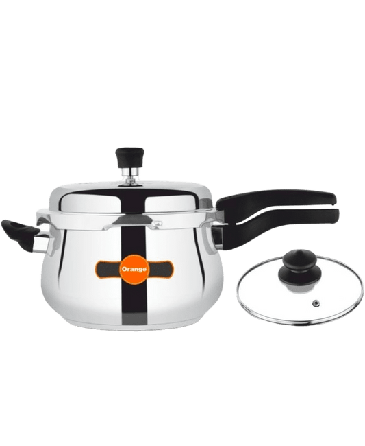 Orange Triply Handi Cooker 3.5L With Glass Lid
