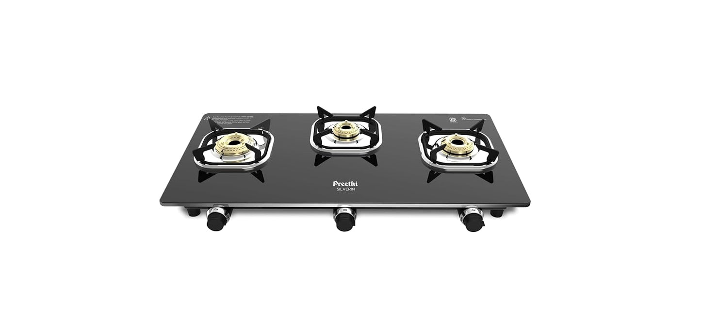 Preethi Silverline Stainless Steel Gas Stove | Durable, Easy Clean |Safe & Stylish Cooking
