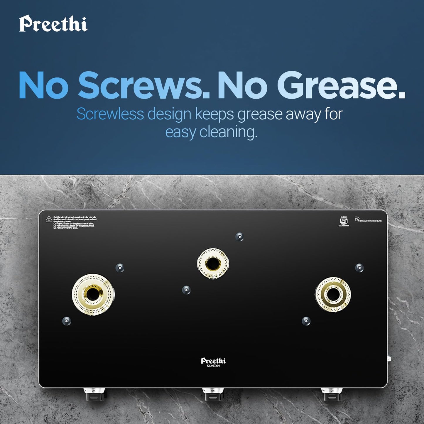 Preethi Silverline Stainless Steel Gas Stove | Durable, Easy Clean |Safe & Stylish Cooking