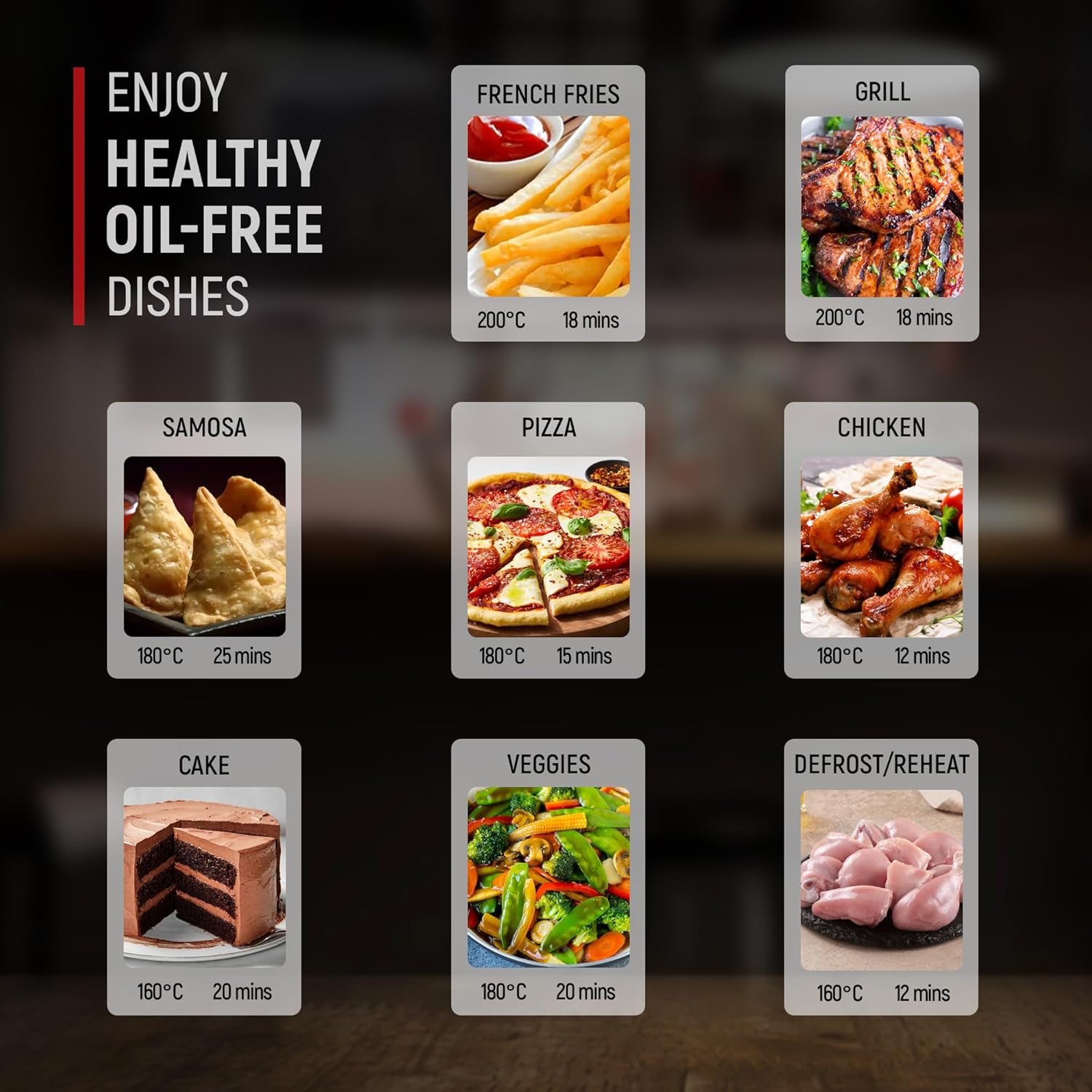 Prepare healthy meals effortlessly with the Prestige Multi-Chef All in One Air Fryer I 6.5 Liter I 1200watts Air Fryer oven.