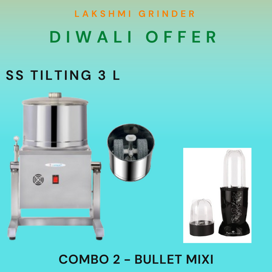 Lakshmi Tilting Wet Grinder Stainlees Steel  Body 3 L With Masala Drum Diwali Combo Offer 2025