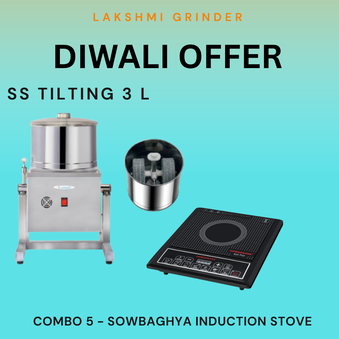 Lakshmi Tilting Wet Grinder Stainlees Steel  Body 3 L With Masala Drum Diwali Combo Offer 2025